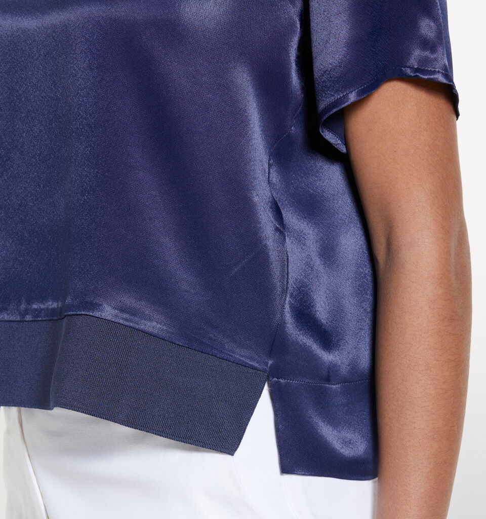 Dark blue satin blouse - women's blouses - Dark Blue | Sisley image number 5